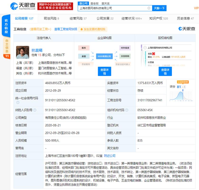 依图科技经营范围变更 新增医疗器械与互联网信息服务，AI医疗布局再提速